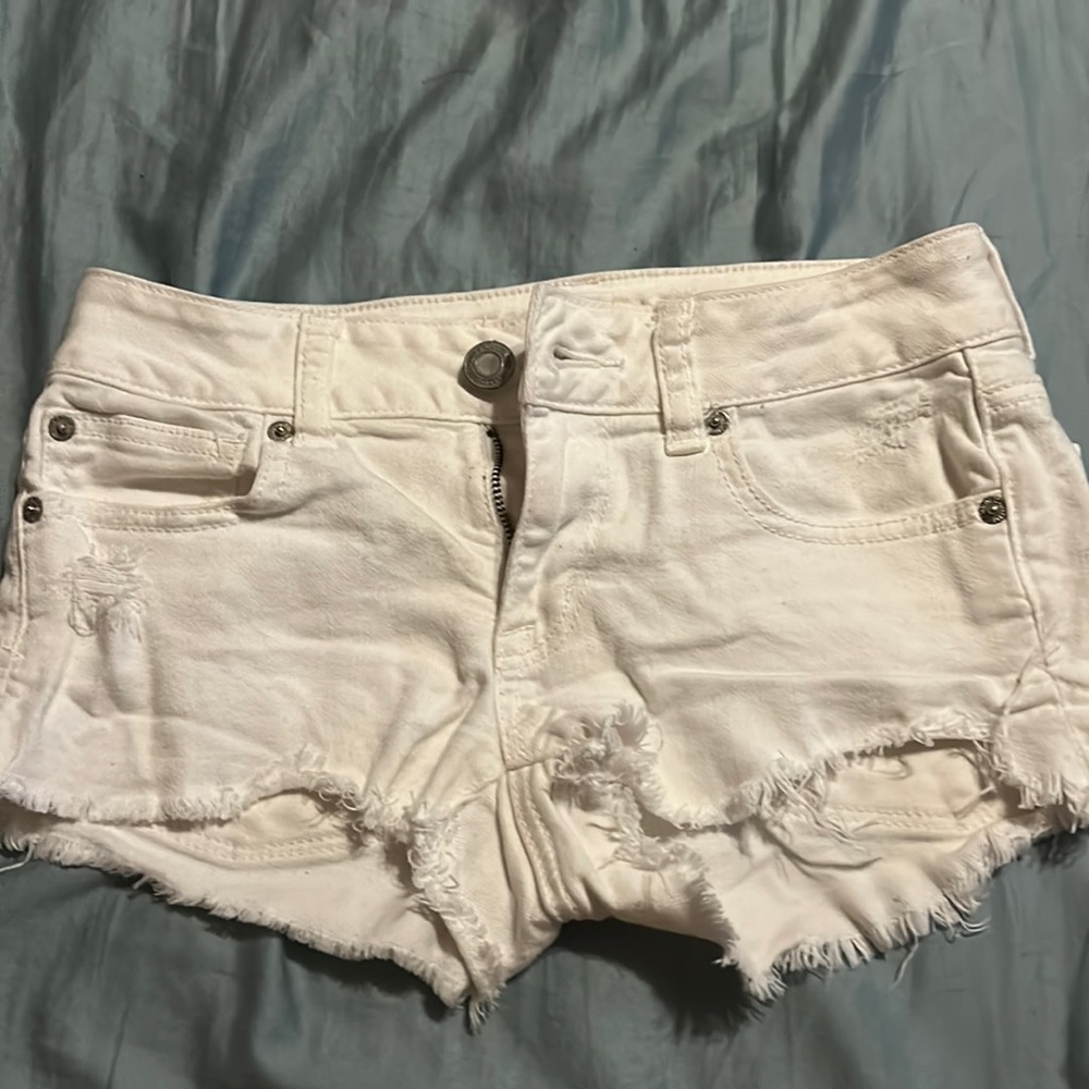 White jean shorts